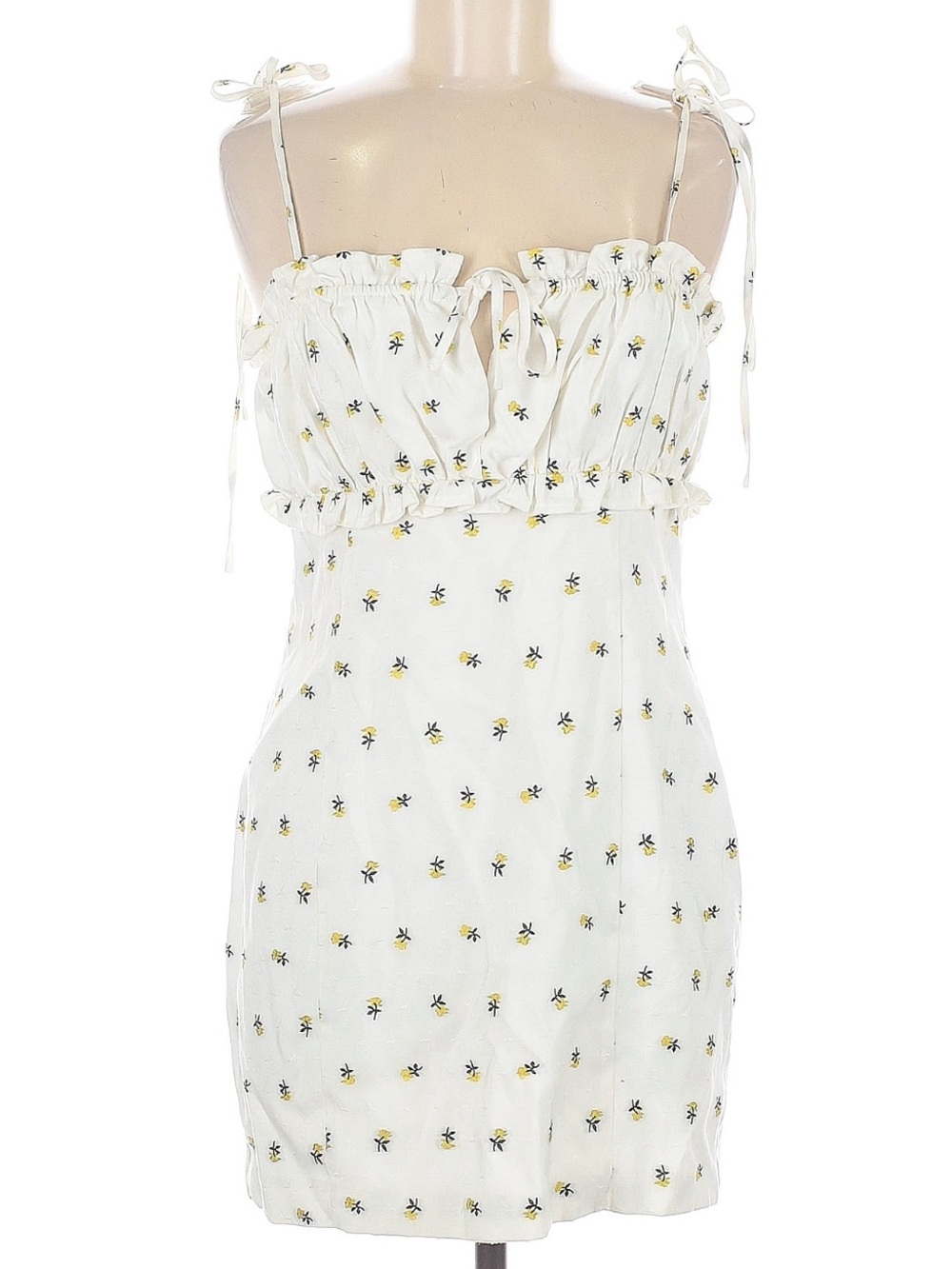 MAJORELLE White Mini Dress with Yellow Floral Print